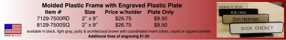 7000RF Molded Plastic Fram with Engraved Plastic Plate